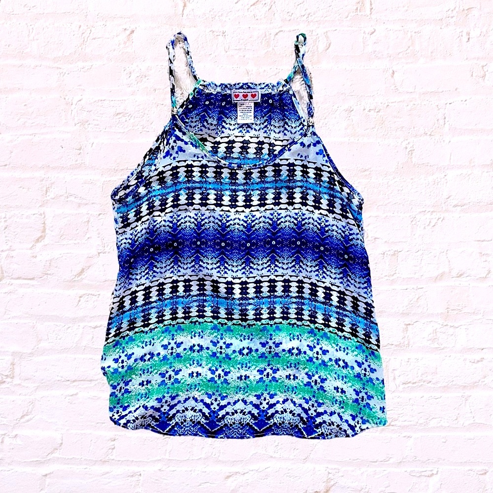 Three Pink Hearts Multicolor Tank Top